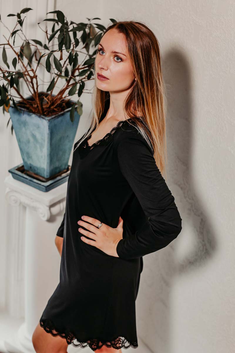 Chemise de nuit bien être Simply perfect Noir