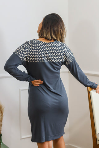 Chemise de nuit à pois Marine