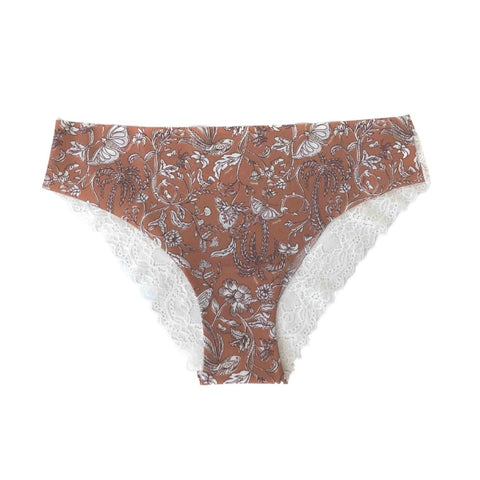 Slip taille basse dentelle Indonésie Latte