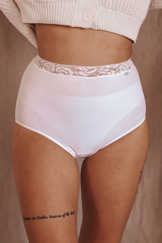 Culotte haute +  coton uni blanc