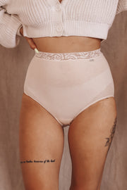 Culotte haute + coton uni rose poudré