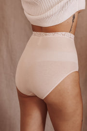 Culotte haute + coton uni rose poudré