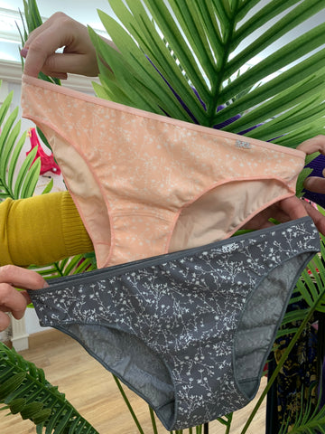 Slip duo modal fleurie abricot et gris