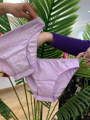 Slip coton fleurie et uni Lilas