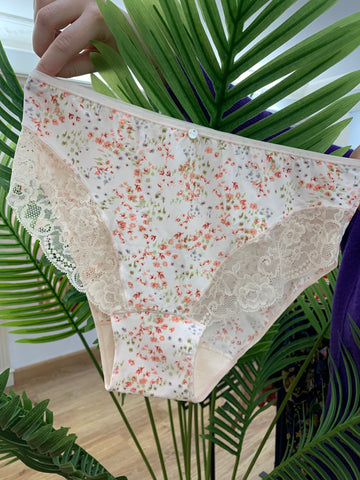 Culotte haute fleurie rose microfibre