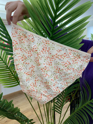 Culotte haute fleurie rose microfibre