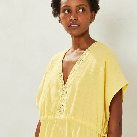 Kaftan court jaune