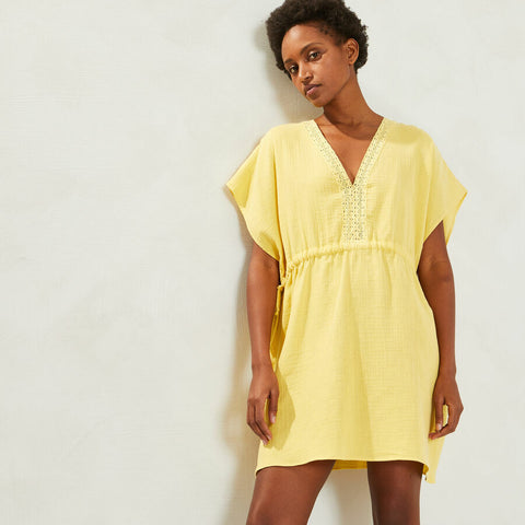 Kaftan court jaune