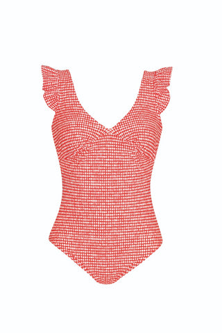 Maillot de bain 1 pièce rouge à pois