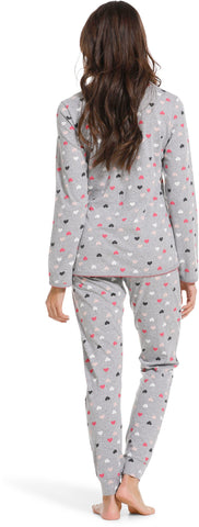 Pyjama coton coeur gris