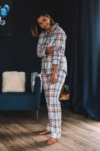 Pyjama chaud carreaux gris