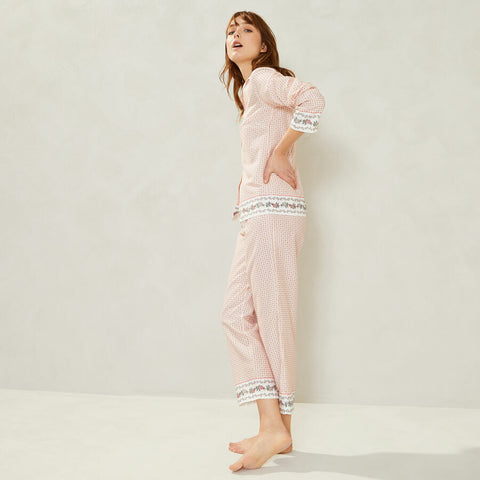 Pyjama chemisier satin coton d'été