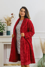 Robe de chambre chaude ceinturé rouge