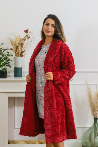 Robe de chambre chaude ceinturé rouge