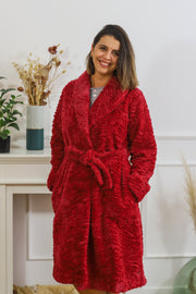 Robe de chambre chaude ceinturé rouge