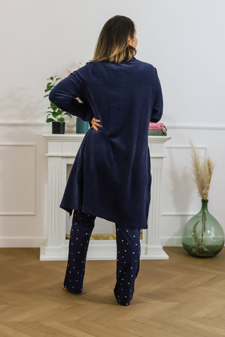 Robe de Chambre zipére longue Bleu Marine
