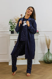 Robe de Chambre zipére longue Bleu Marine