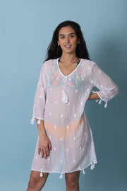 Robe de plage blanc transparent bohème