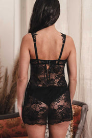 Robe soutien-gorge sexy noir bouquet de fleur