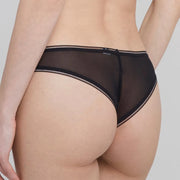 Tanga noir Fleur d'art