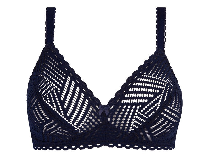 Soutien-gorge sans armature bonnet profond Tressage graphic Marine