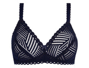Soutien-gorge sans armature bonnet profond Tressage graphic Marine