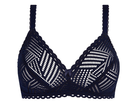 Soutien-gorge sans armature bonnet profond Tressage graphic Marine
