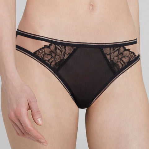 Tanga noir Fleur d'art