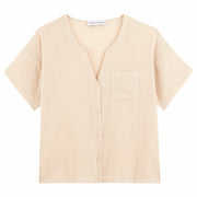 Tenue détente short beige coton crépon