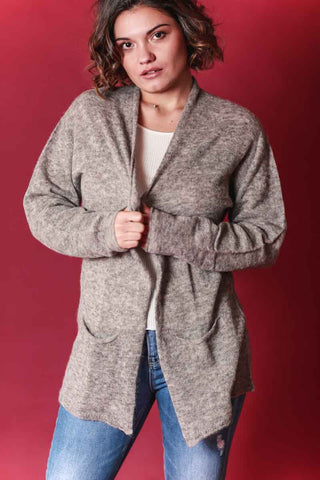 Veste mis longue en Laine Alapga beige chiné