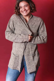 Veste mis longue en Laine Alapga beige chiné