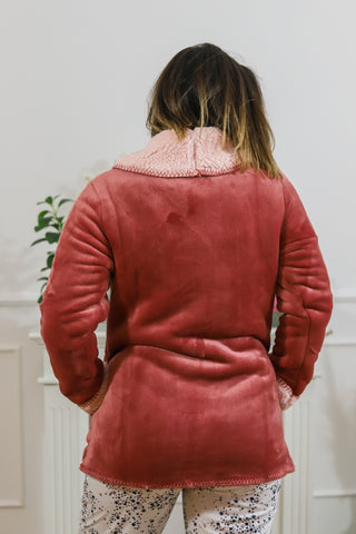 Veste d'intérieur chaude vieux rose chaud