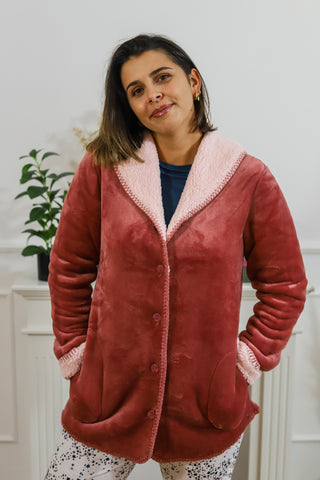Veste d'intérieur chaude vieux rose chaud